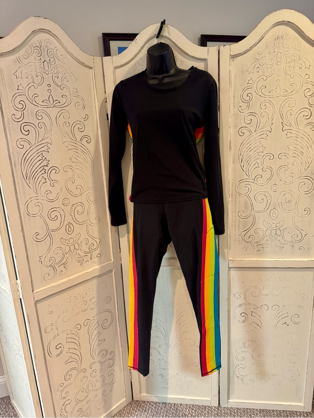 New York & Company Black Joggers with Rainbow Side Stripe - Picture 2 of 11